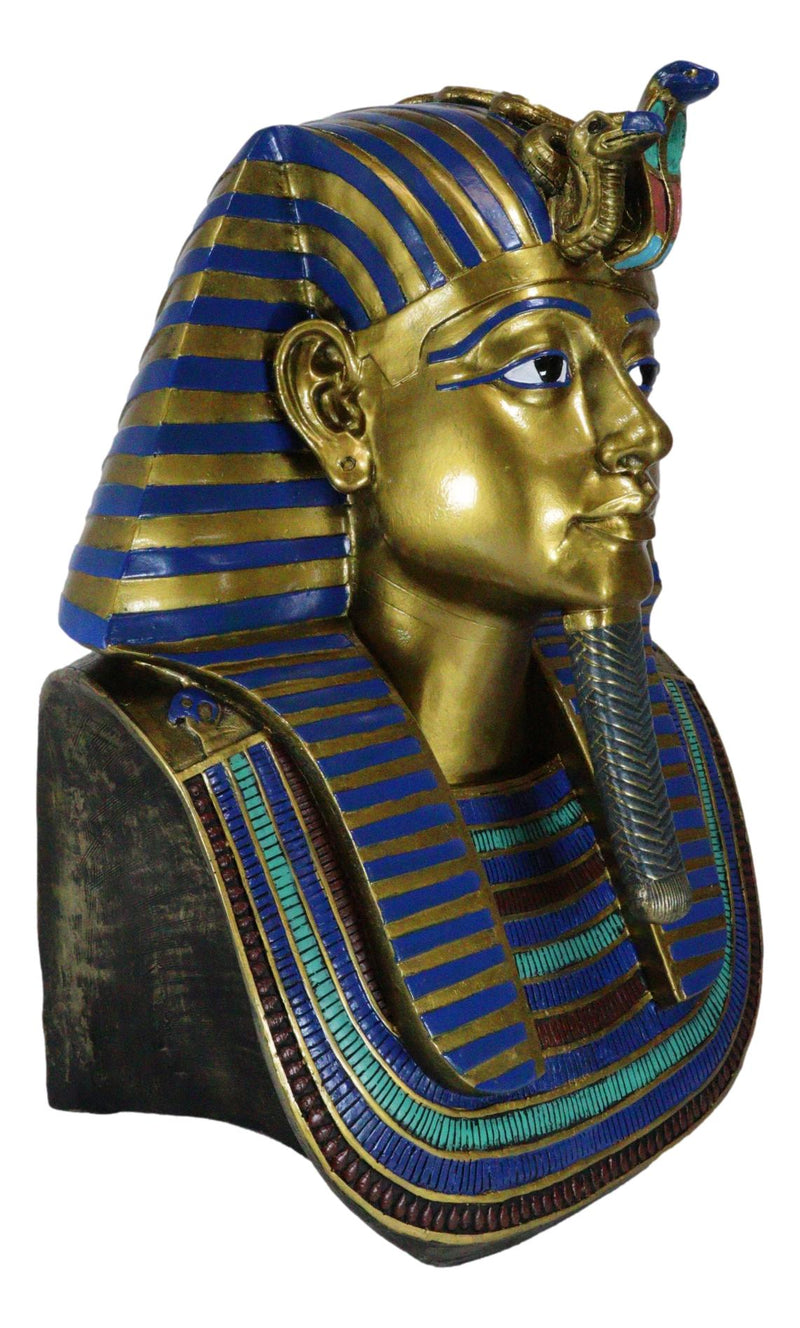 Large 18.75"H Ancient Egyptian King Tut Bust Statue Burial Mask Nemes Figurine