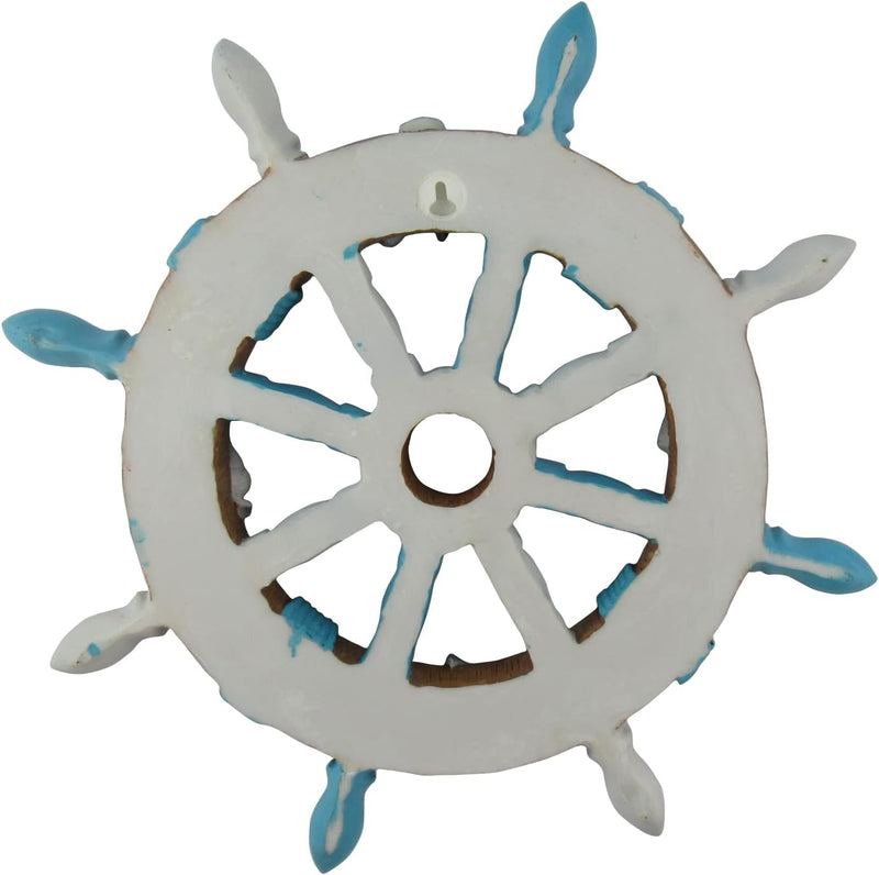 Marine Ship Steering Helm Boat Wheel With Turtle Crab Starfish Shell Wall Decor