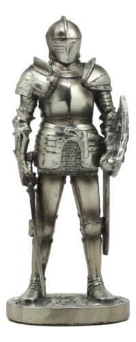 Ebros Medieval Suit Of Armor Statue 7" Tall Valiant Swordsman Brave Lionheart Knight Figurine