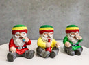Whimsical Party All Day All Night Smoking Hippie Rasta Gnomes Figurines Set Of 3
