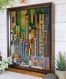 Ebros Frank Lloyd Wright Cactus Flowers Stained Glass Plaque Wall Hanger 15"H