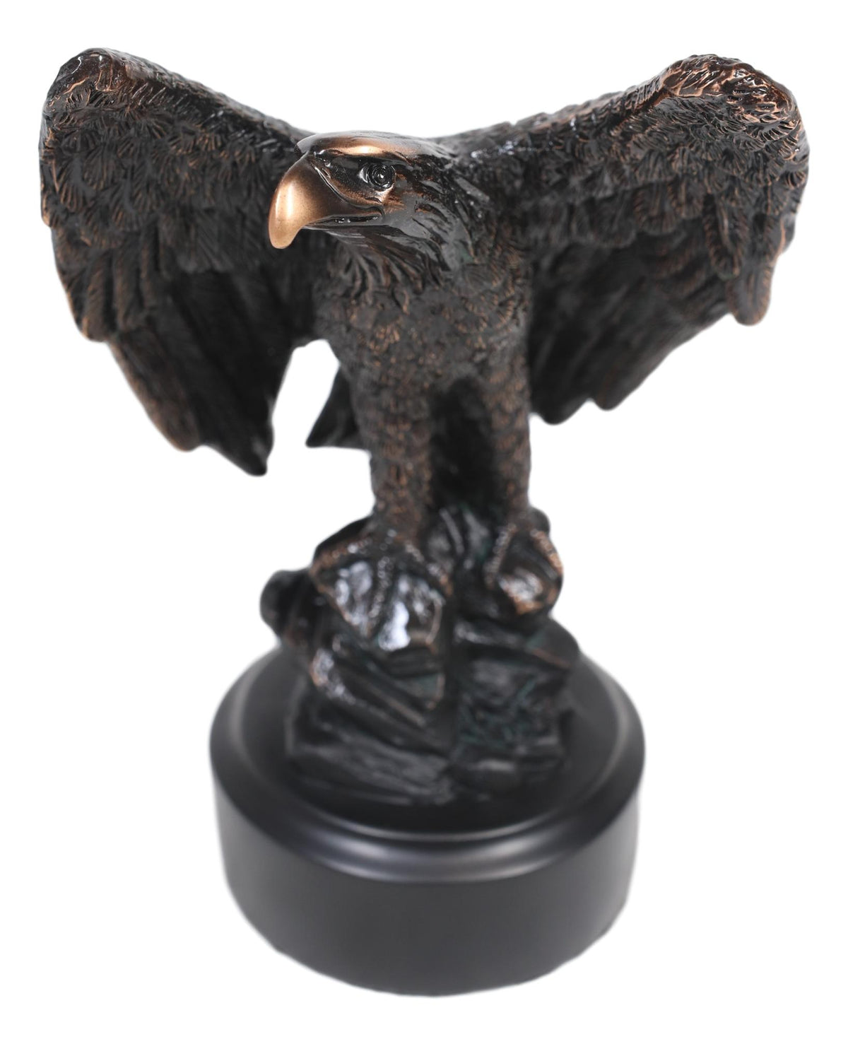 Ebros Surveyor Bald Eagle With Open Wings On Rock Electroplated Resin Statue - Ebros Gift