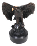 Ebros Surveyor Bald Eagle With Open Wings On Rock Electroplated Resin Statue