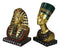 Ebros Golden Mask of Egypt Pharaoh King TUT and Queen Nefertiti Statue Set of 2