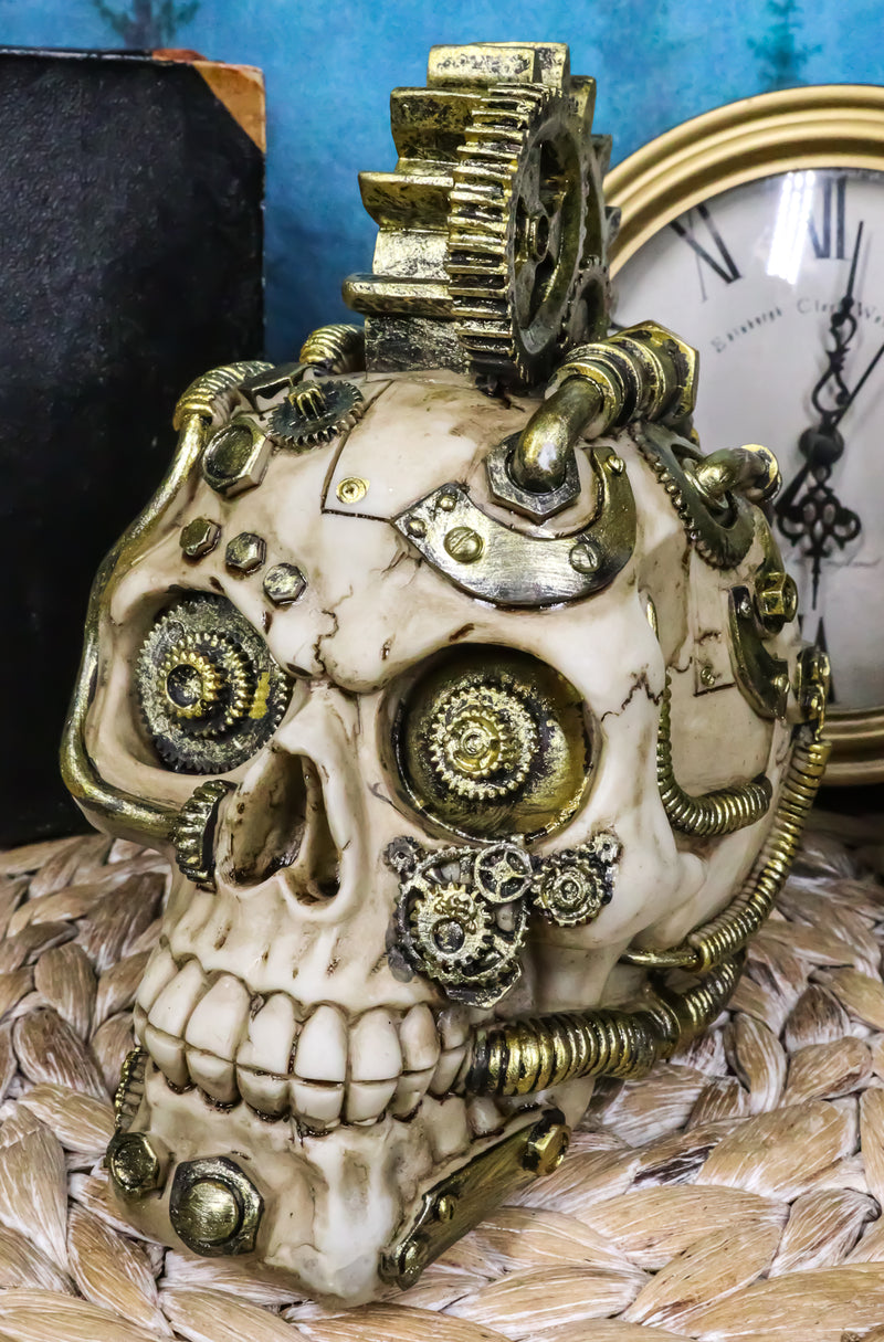 Mad Max Geared Mohawk Steampunk Cyborg Clockwork And Pipes Punk Skull Figurine