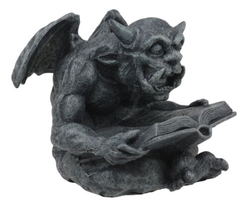 Notre Dame Horned Gargoyle With Spell Book Statue Demonic Bibliography Watchmen