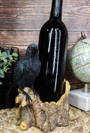 Macabre Potion Raven Crow Nevermore Perching On Tree Stump Wine Bottle Holder