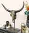 30"H Large Rustic Western Longhorn Bull Steer Skull Desktop Plaque W/ Pole Base