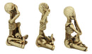 Gothic Necromancy Magic See Hear Speak No Evil Bony Skeleton Figurines Set Of 3