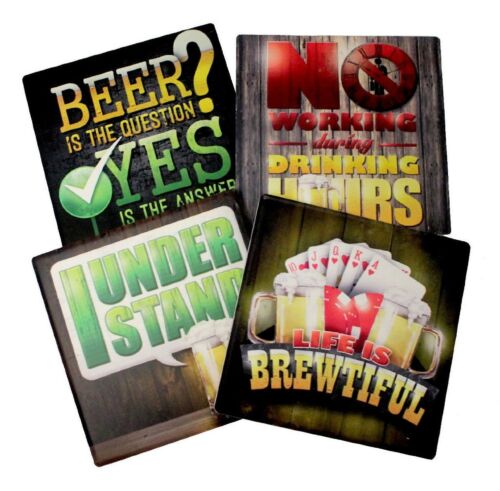 Ebros All About Beer Life is Brewtiful Men Gift Ceramic Coaster Set Of 4