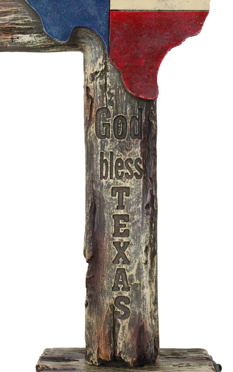 Rustic Western Patriotic Lone Star State Map God Bless Texas Standing Cross