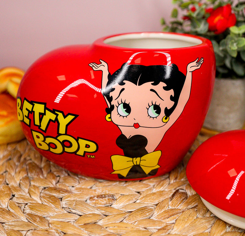 Vintage Red Heart Shaped Love Betty Boop Ceramic Cookie Jar Collectible Figurine