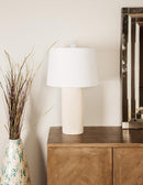 Contemporary Modern Elegant Linear Pattern Polystone Table Lamp With Shade