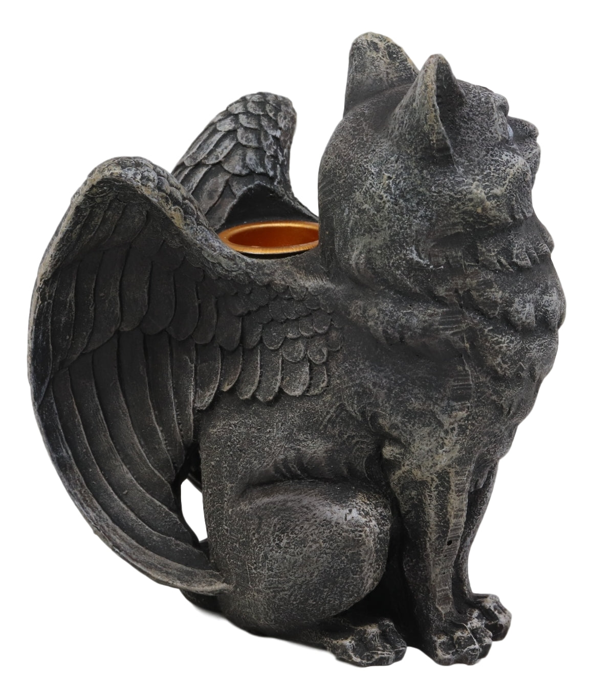 Ebros Gothic Angel Winged Cat Gargoyle Candle Holder Statue - Ebros Gift