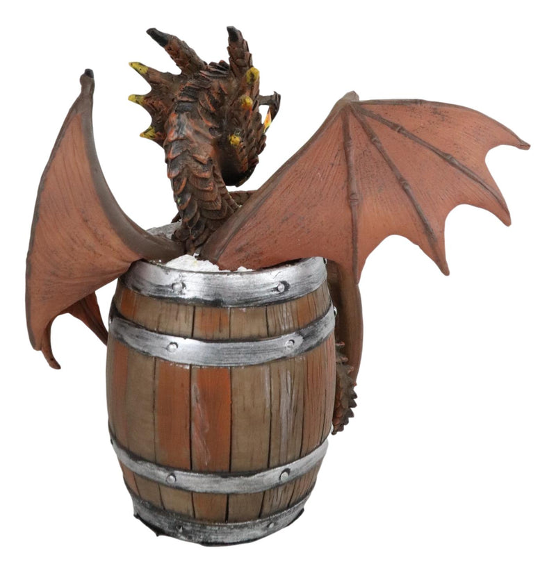 Ebros German Fest Dark Beer Dragon in Aged Barrel Fantasy Drunk Dragons Figurine 6"H