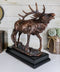 Large Wapiti Bull Elk Deer Rustic Bronze Plated Finish Statue With Trophy Base