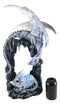 Ebros  21"H White Frozen Dragon On Cavern With Wyrmling Hatchling In Egg Statue