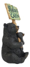 Ebros Rustic Black Bear With Cub Holding Sign Relax You're At The Cabin Statue