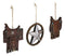 Set of 3 Rustic Western Star Ropes Circle Tooled Leather Horse Saddles Ornaments