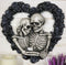 Ebros Our Love is Eternal Skeleton Lovers on Black Rose Wreath Wall Sculpture