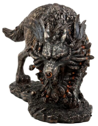 Ebros Gift Viking Norse Mythology Fenrir Statue 8.25"L Vánagandr Giant Wolf