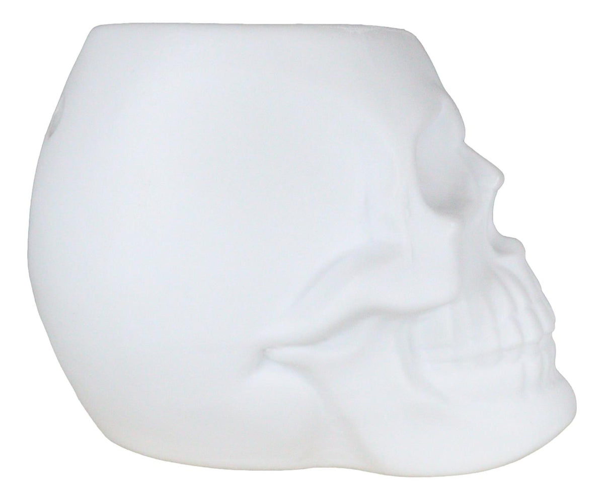 Matte White Gothic Skull Skeleton Ceramic Votive Candle Essential Oil Warmer