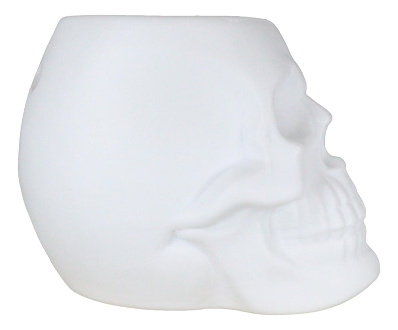 Matte White Gothic Skull Skeleton Ceramic Votive Candle Essential Oil Warmer