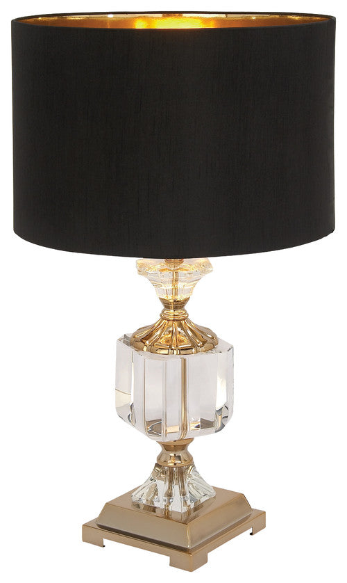 Modern Transitional Crystal Glass Gold Plated Metal Glam Table Lamp With Shade
