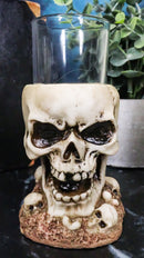 Grinning Giant Skull With Missing Tooth On Skulls Graveyard Shot Glass Shooter