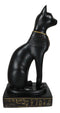 Egyptian Feline Goddess Sitting Cat Bastet With Golden Scarab Necklace Figurine
