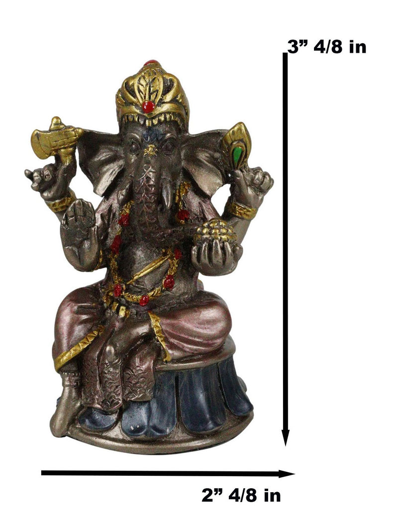 Small Hindu Ganesha Ganapati Hindu Elephant God Sitting On Drum Figurine