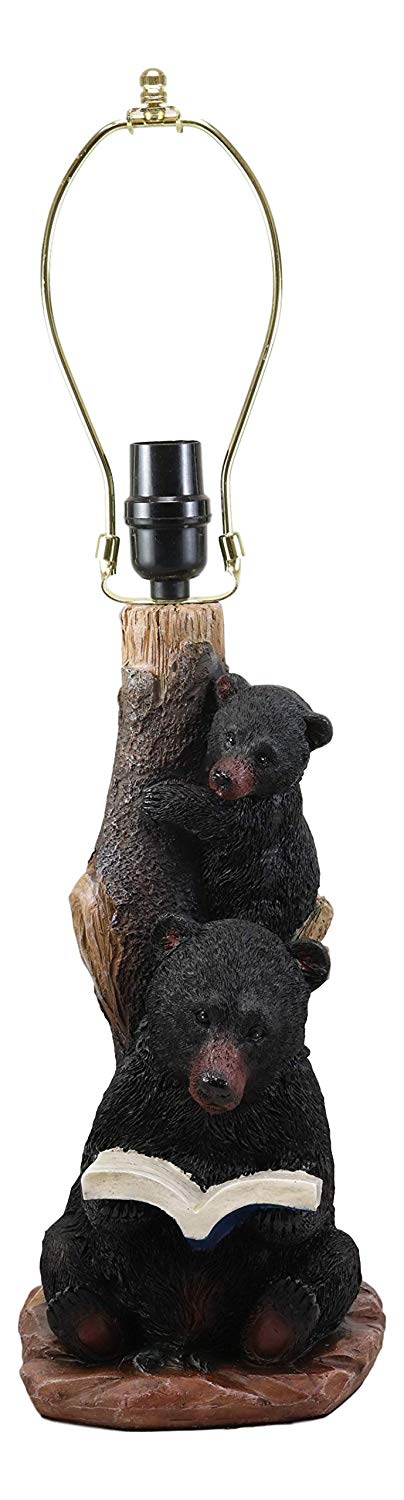 Ebros Story Time Fable Mother Bear Reading Book To Her Cub By Tree Table Lamp - Ebros Gift