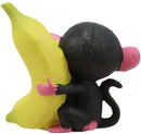 Ebros Furry Bones Pink Baby Monkey with Giant Yellow Banana Figurine 3" Tall