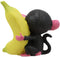 Ebros Furry Bones Pink Baby Monkey with Giant Yellow Banana Figurine 3" Tall