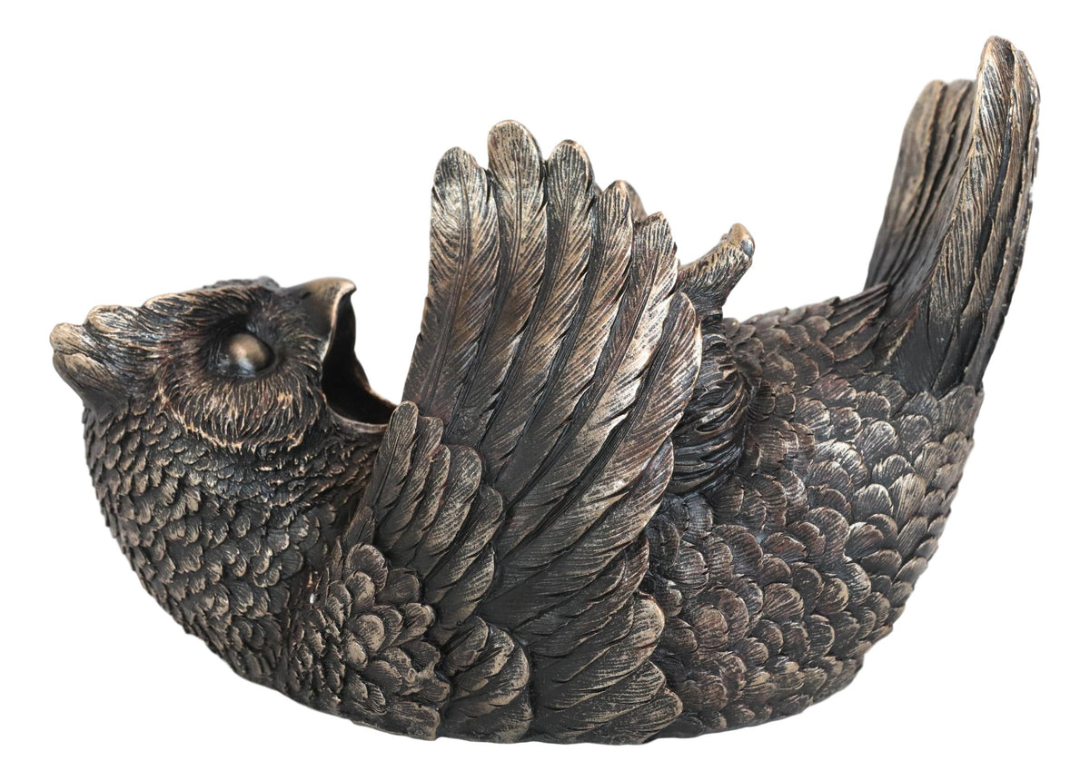 Bronzed Wise Wine Great Horned Owl Wine Holder 9.25"Long Home Decor - Ebros Gift