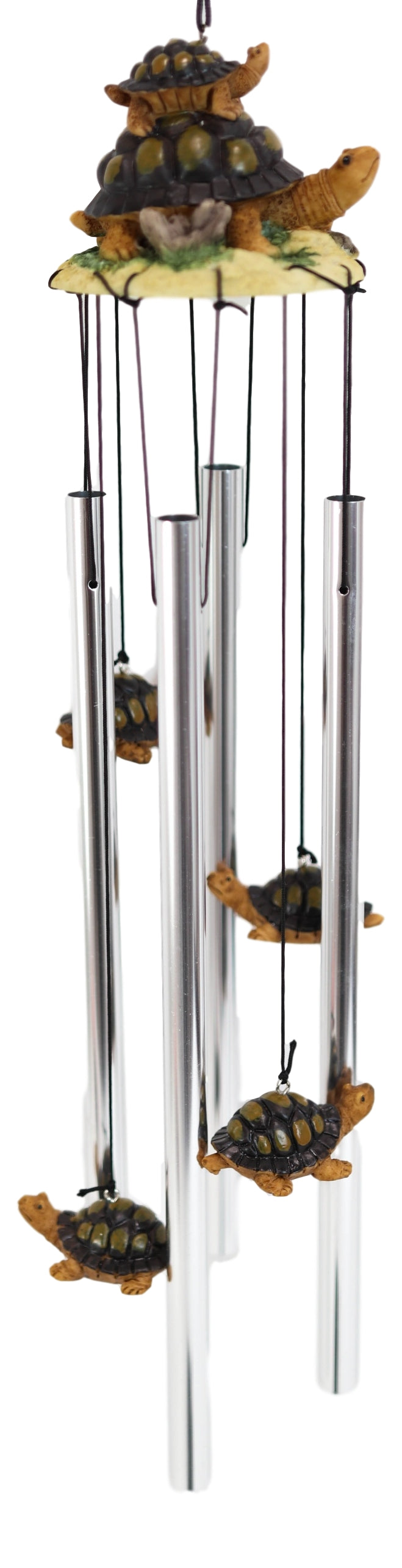 Ebros Reptile Brown Giant Tortoise Mother Piggybacking Hatchling Wind Chime