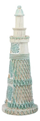 Nautical Marine Scenic Blue Lighthouse Resin Statue With Mosaic Crushed Glass