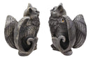 Gothic Angel Winged Cat Gargoyles Left And Right Facing Candle Holder Statue Set