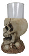 Set Of 4 Grinning Giant Skull With Missing Tooth On Graveyard Shot Glass Shooter