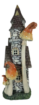 Fairy Garden LED Light Up Castle Stone House With Tall Tower Roofs Figurine