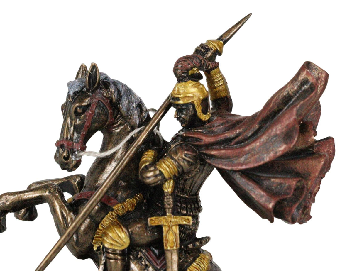 Ebros Saint George The Dragon Slayer Statue 4.75" Tall Christian Crusader Knight - Ebros Gift