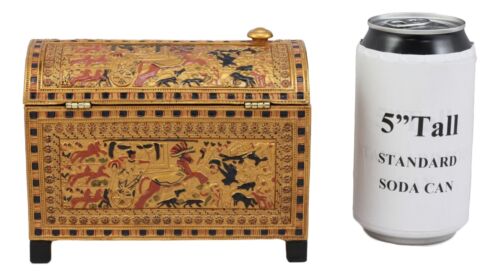 Ebros Beautiful Golden Egyptian Hieroglyphic Embellished Trinket Box 6" Long Gods of Egypt Decorative Box