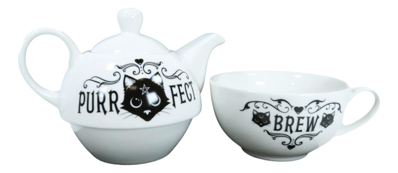 Pentagram Purr Fect Cat Brew Stackable Tea Pot And Cup With Saucer Set Of 3