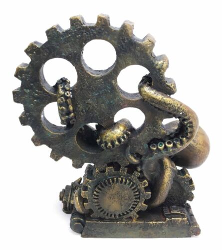 Giant Deep Sea Octopus Kraken Hauling Sunken Ship Gears Paperweight Figurine