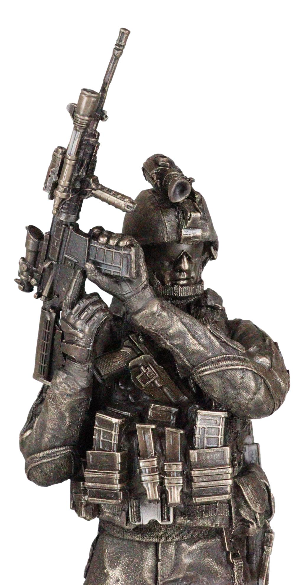 Large Modern Warfare Infantry Statue 14"H Military Rifle Unit Soldier Figurine