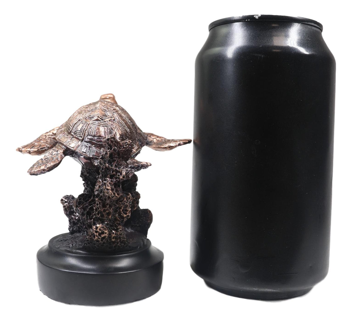 Marine Sea Turtle Swimming By Coral Reef Electroplated Bronze Resin Figurine - Ebros Gift