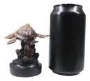 Marine Sea Turtle Swimming By Coral Reef Electroplated Bronze Resin Figurine