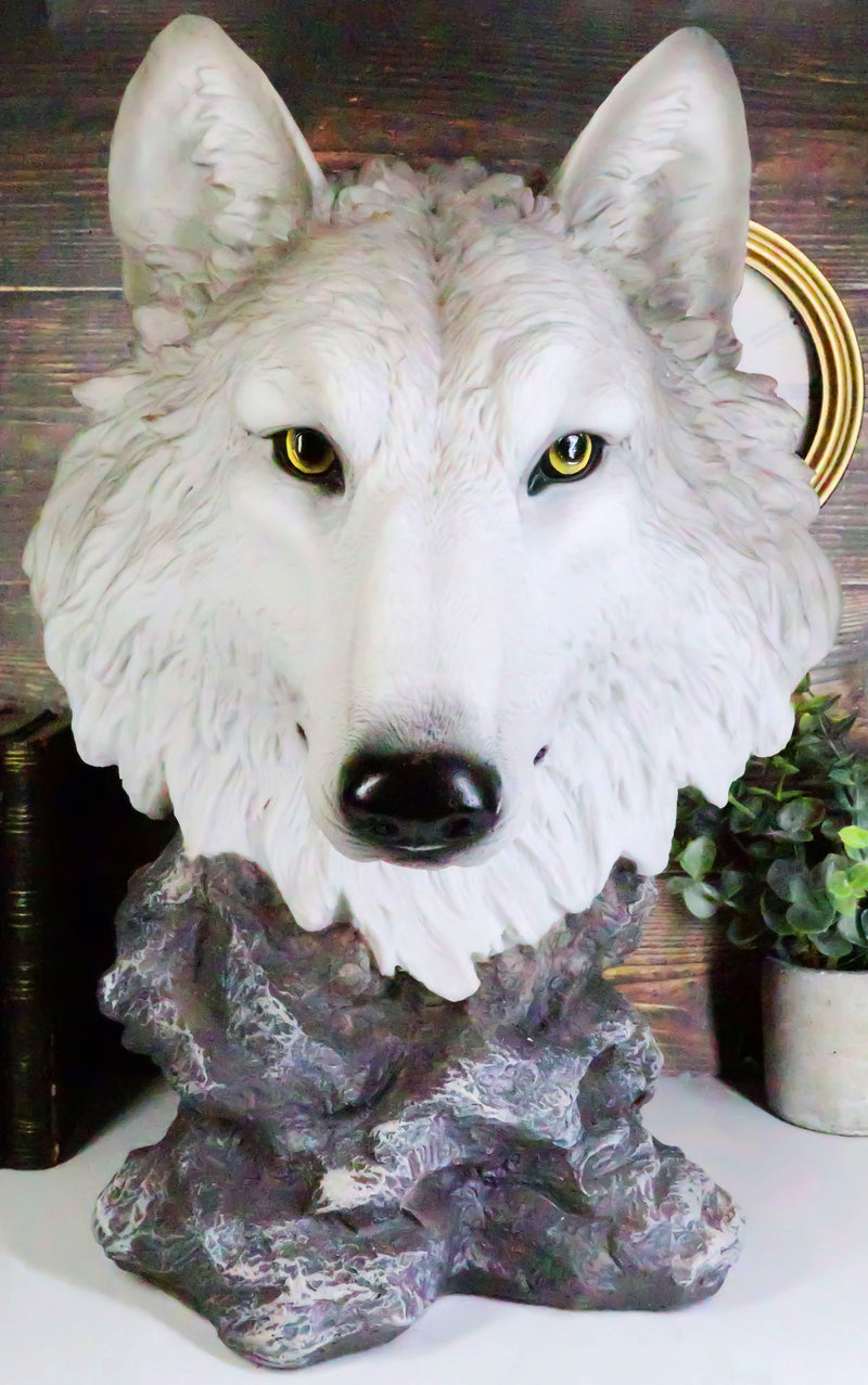 Realistic Large Gray Wolf Head Bust Statue 16"Tall Blood Lust Timberwolf Decor