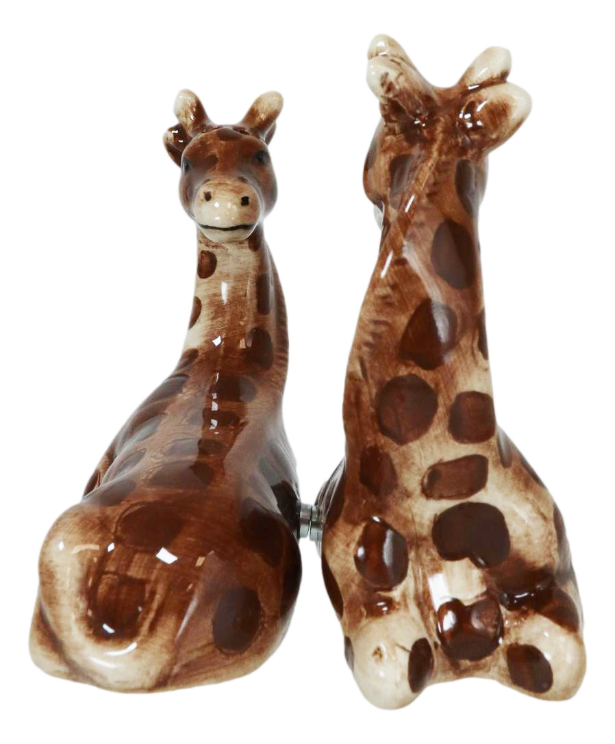 Zoo Safari Giraffe Lovers Ceramic Magnetic Salt Pepper Shakers Set Figurines