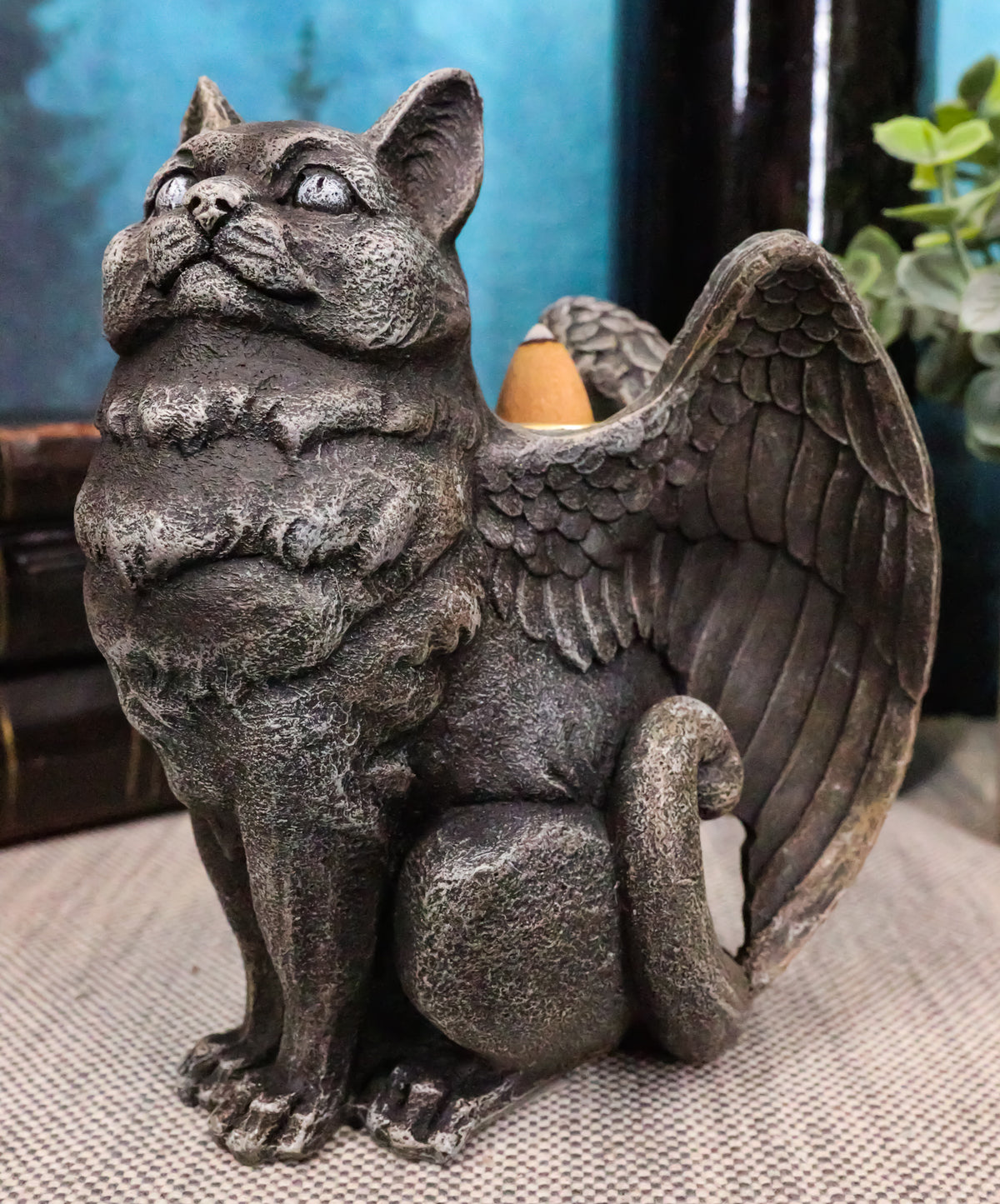 Ebros Gothic Angel Winged Cat Gargoyle Candle Holder Statue - Ebros Gift